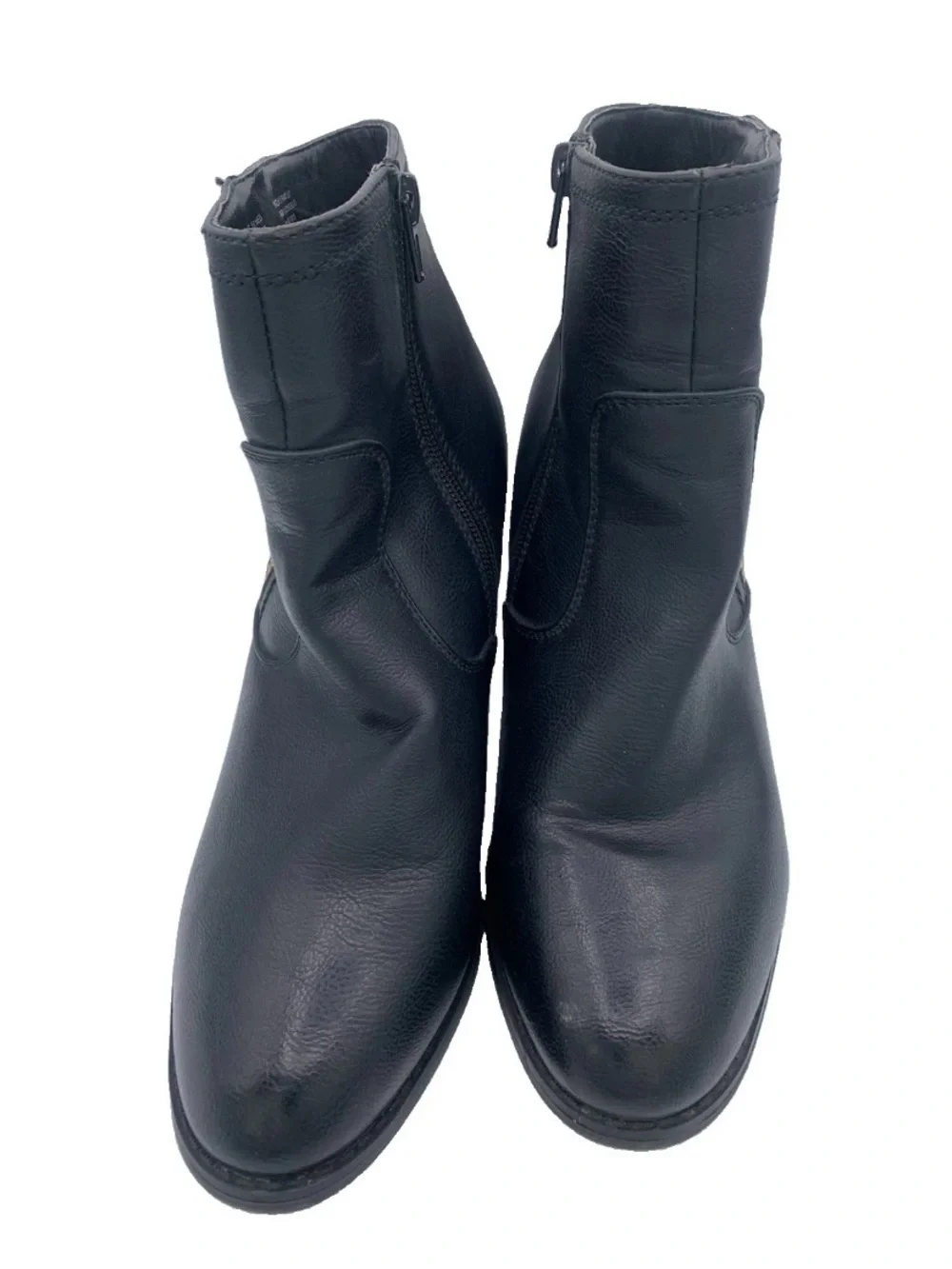 Apt 9 Claudine Gold Hardware Detail Vegan Black Leather Block Heel Boots Sz 10